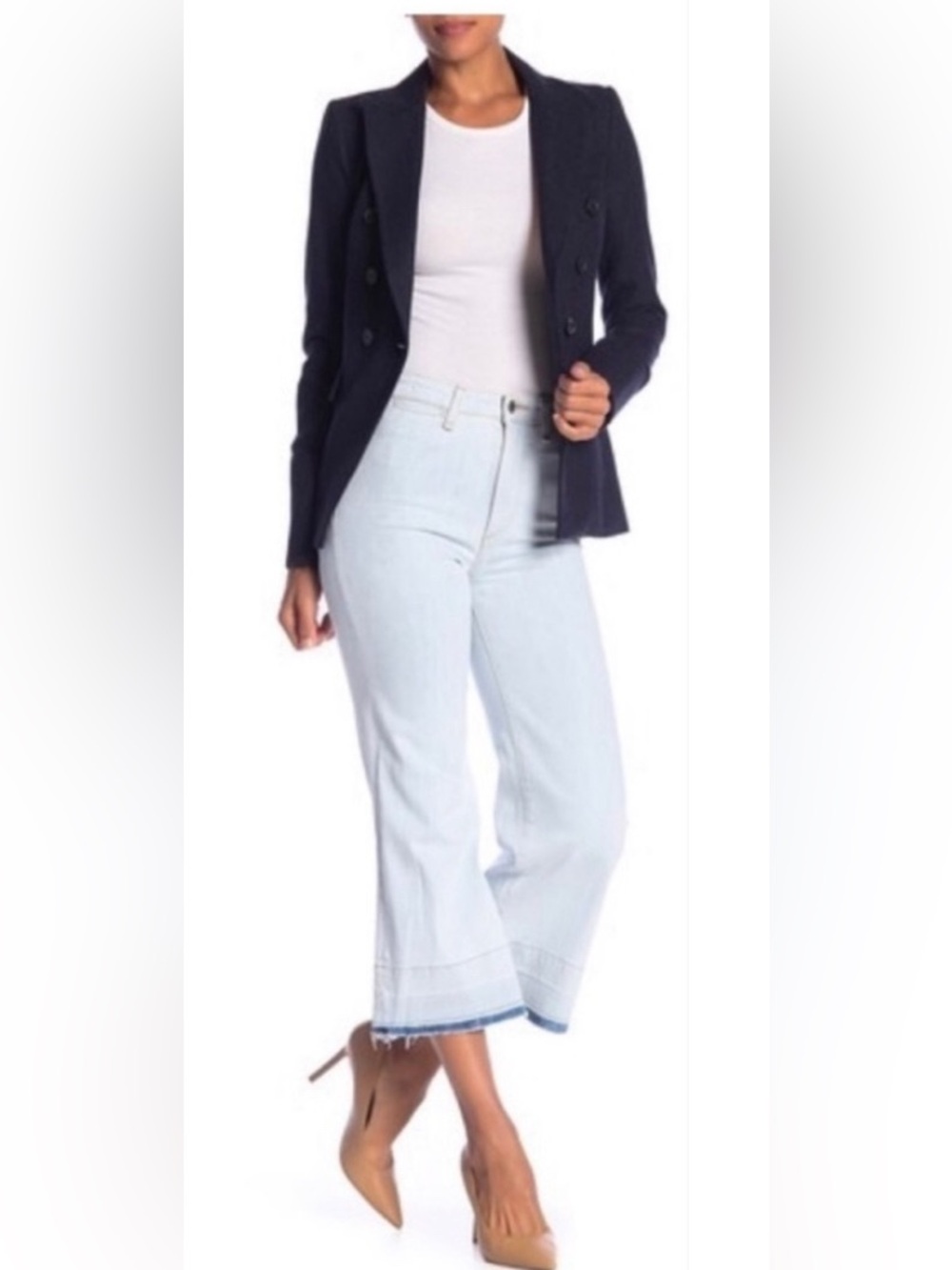Veronica Beard Ali Gaucho 11” Light Blue Wide-Leg, Cropped Jeans Women’s Size 30